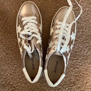 Metallic rose gold star sneakers size 8